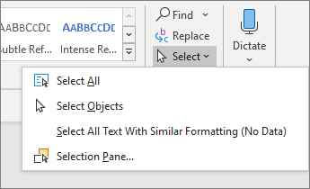 where is selectdrawingobjects in word 2015 for mac